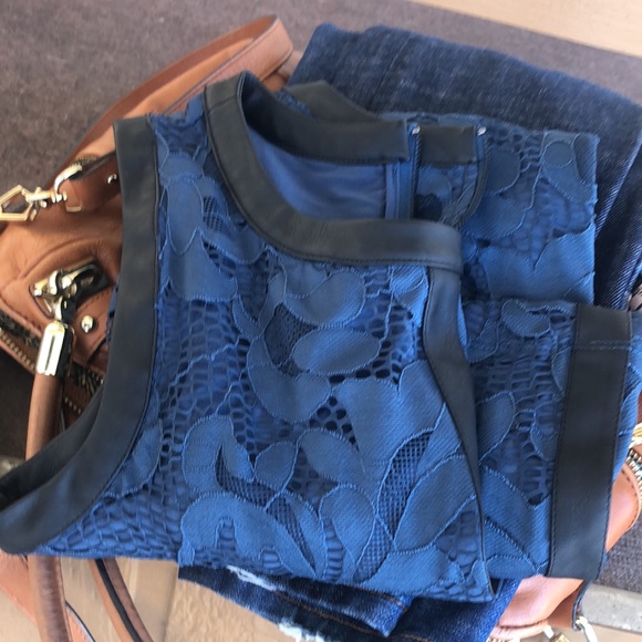 Beautiful Blue Lace Dress by Tart, with faux black Leather & Zipper on the back - Picture 15 of 15